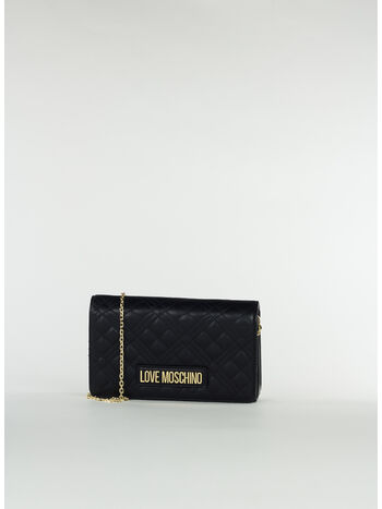 BORSA TRAPUNTATA CON LOGO, 000 NERO, small