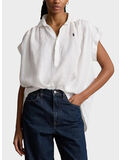 CAMICIA POPOVER IN LINO, WHITE, thumb