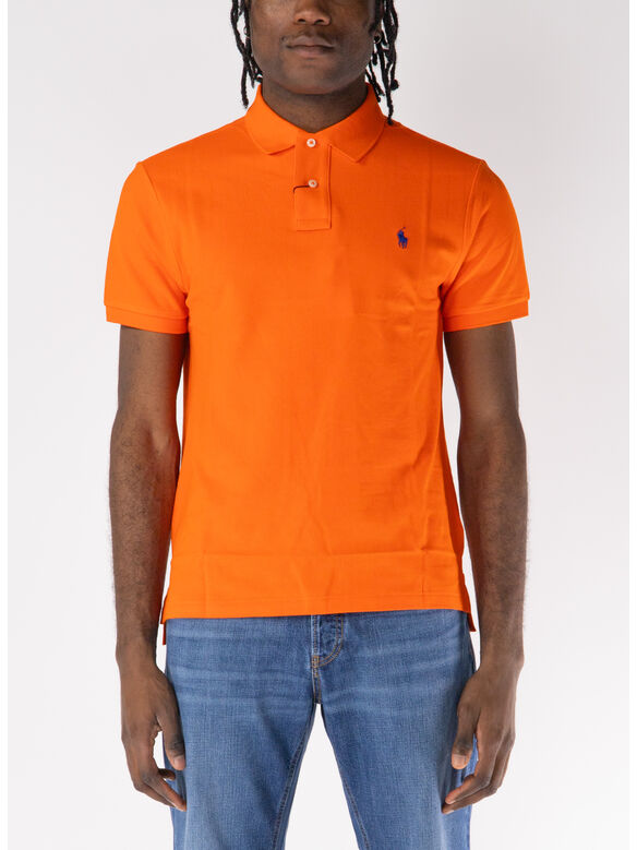 POLO A MANICHE CORTE CON LOGO RICAMATO, SAILING ORANGE, medium