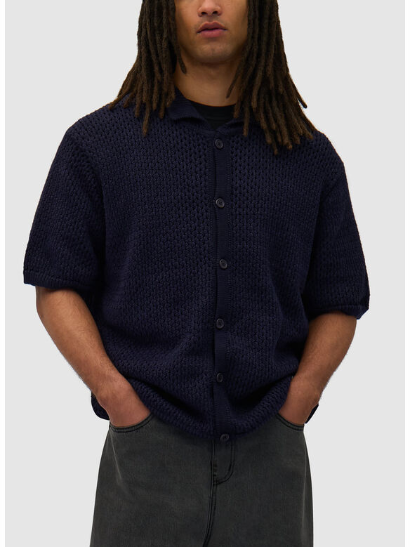 CAMICIA CROCHET, NAVY, medium