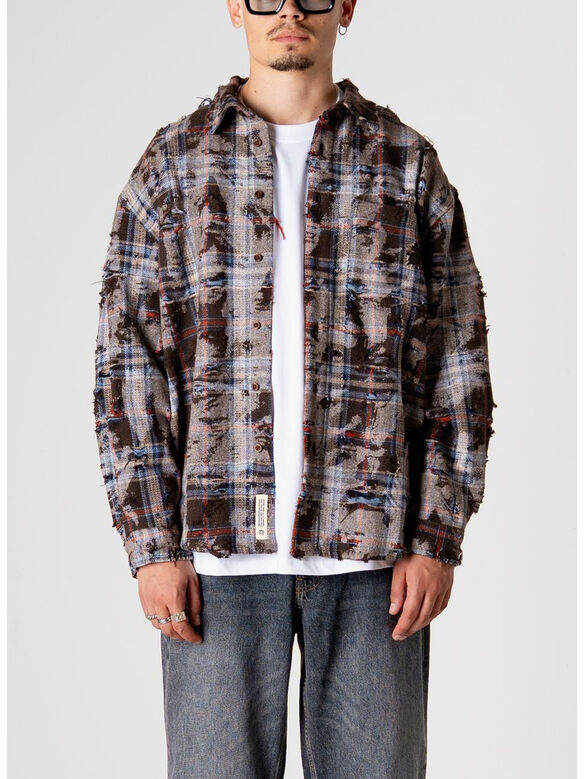 CAMICIA WBJONG DISTRESSED, BROWN CHECK, medium