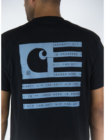 T-SHIRT S/S LABEL STATE FLAG, 16ZXX BLACK/MISTY, small