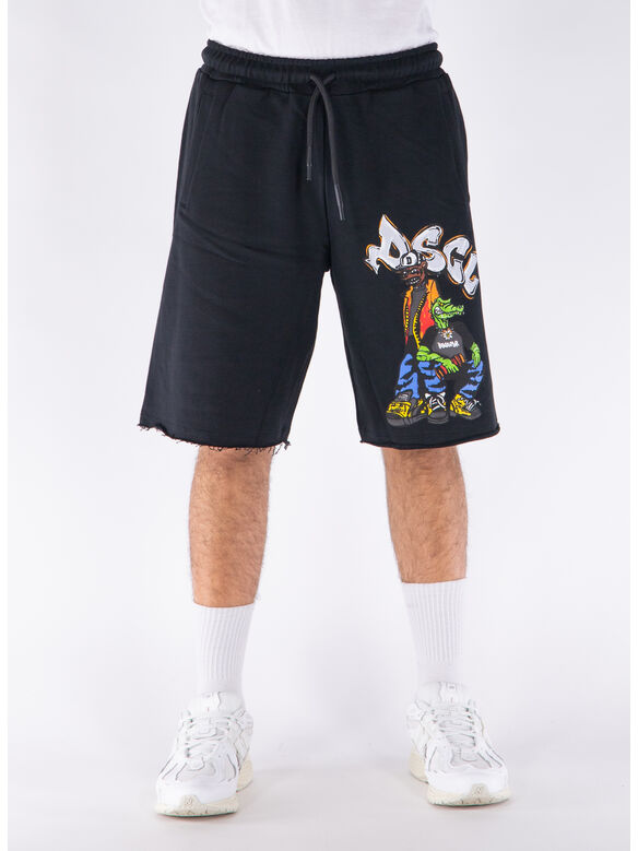 SHORTS CON STAMPA, NERO, medium