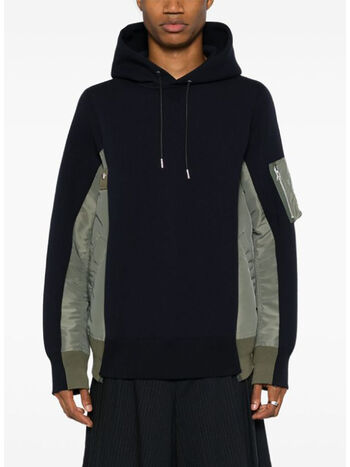 FELPA HOODIE CON INSERTI, 212 NAVY/KHAKI, small