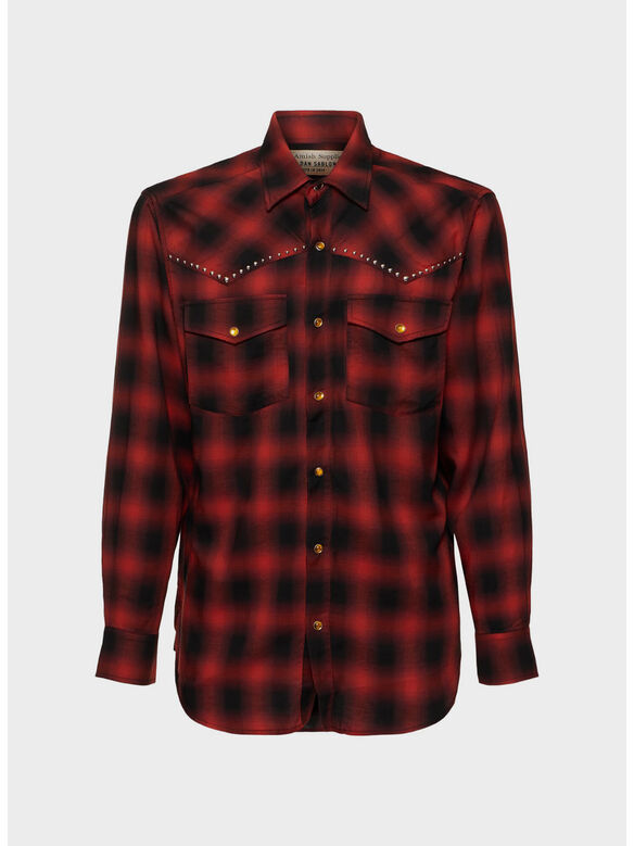CAMICIA WESTERN CHECK DAN SABLON UNISEX, C0349 RED/BLACK, medium