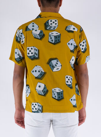 CAMICIA DICE PATTERN, MUSTARD, small