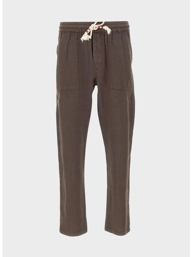 PANTALONE CALAIS, 00920L LINEN 18H DARK BROWN, large