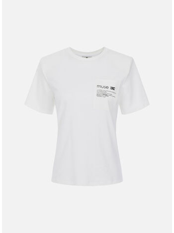T-SHIRT IN JERSEY DI COTONE PESANTE CON TASCHINO, 270 GESSO, small
