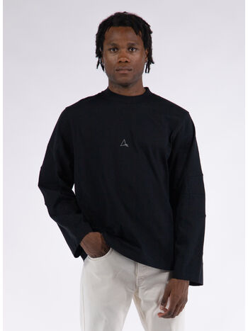 T-SHIRT A MANICHE LUNGHE, BLK0001 BLACK, small