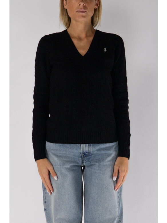 MAGLIONE KIMBERLY CON SCOLLO A V, POLO BLACK, medium