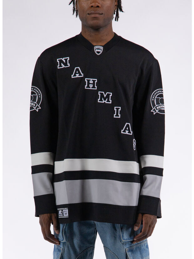 T-SHIRT LONG SLEEVE ML HOCKEY JERSEY, 001 BLACK, large