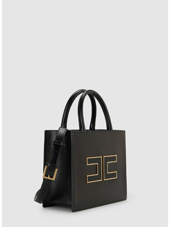 BORSA TOTE PICCOLA CON LOGO, 110 NERO, small