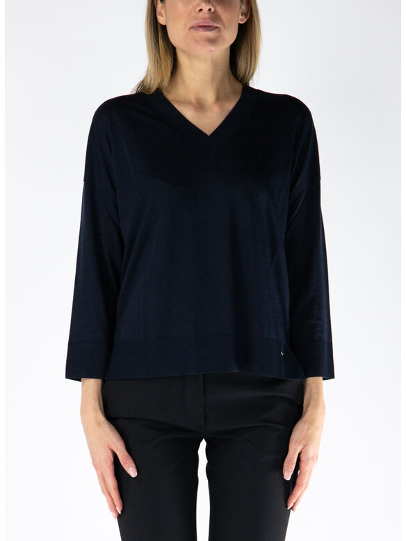 MAGLIONE CON SCOLLO A V, 9200 BLU, medium
