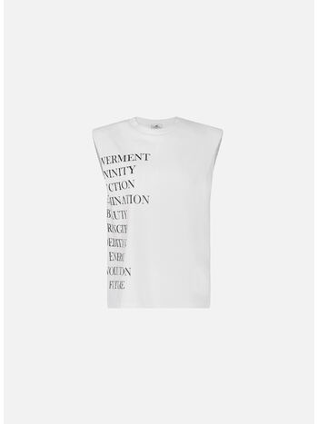 T-SHIRT IN JERSEY CON STAMPA LETTERING, 270 GESSO, small