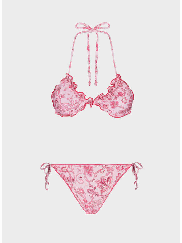 BIKINI A TRIANGOLO SBAMBOLATI ANTIBES, 042 ROSA, medium
