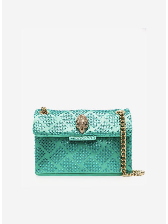 BORSA A SPALLA FABRIC MINI KENSINGTON, GREEN, medium