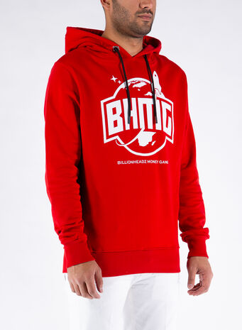FELPA CON CAPPUCCIO, 040ROSSO, small