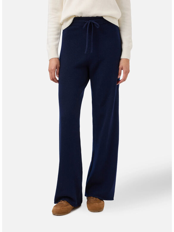 PANTALONI PALAZZO CAMBON IN PURA LANA, 00063I 62NIGHTBLUE, medium