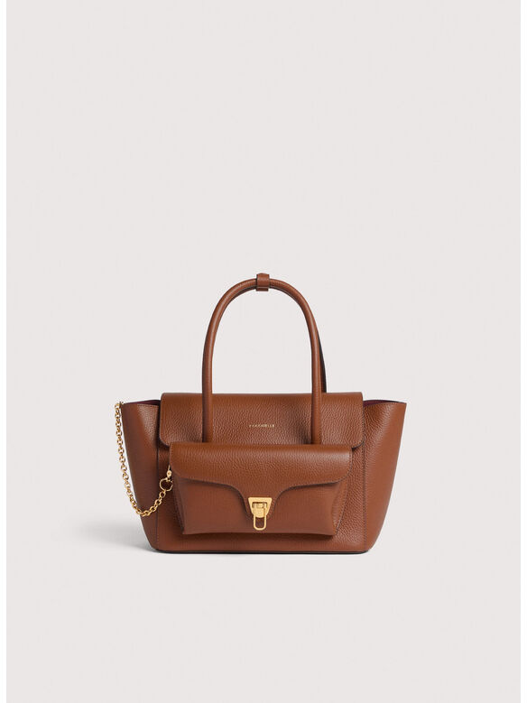 BORSA A SPALLA DOUBLE BEAT MEDIUM, W11 COGNAC, medium