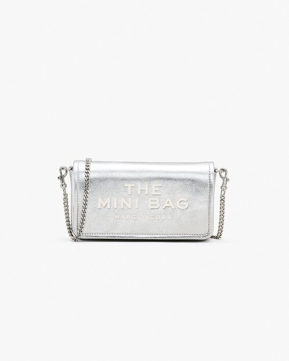 BORSA THE METALLIC LEATHER CHAIN MINI, 040 SILVER, medium