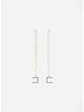 ORECCHINI PENDENTI CON LOGO IN STRASS, 610 ORO, thumb