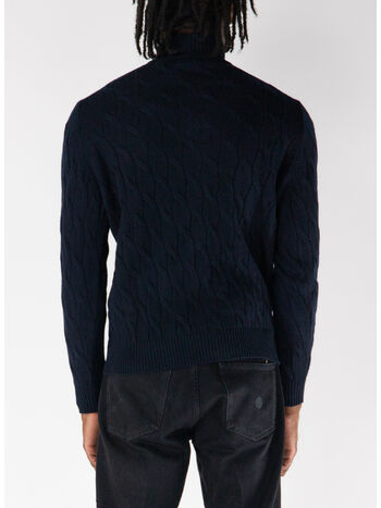CARDIGAN IN TRECCIA CON COLLO ALTO, 891 OLTREMARE, small