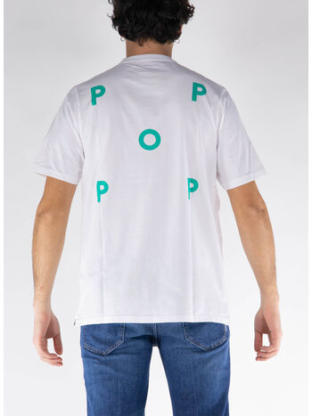 T-SHIRT GIROCOLLO, WHITE/PEACOCK GREEN, small
