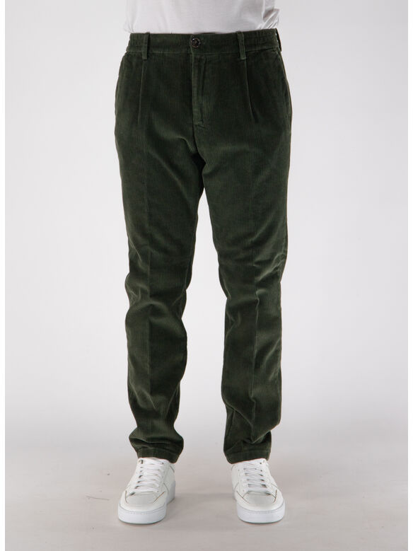 PANTALONE IN VELLUTO MITTE, 695 VERDE, medium