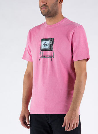 T-SHIRT ROLLING TV PIG. DYED, PINK, small