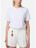 T-SHIRT IN JERSEY CON LOGO RICAMATO E STRASS, 270 GESSO, thumb