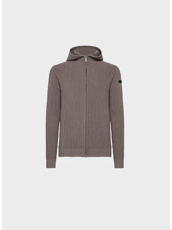 MAGLIONE CON CAPPUCCIO ZIP, 84 SABBIA, small