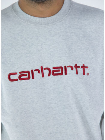 FELPA CON LOGO RICAMATO, 10GXX ASH HEATHER/ROCKET, small