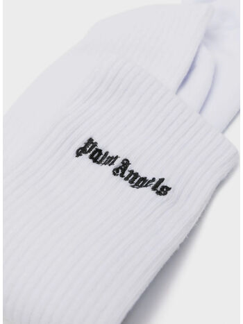 CALZINI CON LOGO CLASSICO RICAMO, 0110 WHITE BLACK, small