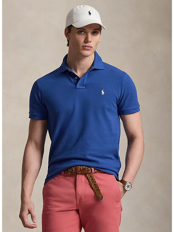 POLO IN PIQU&Eacute;, DUSTY AZURE/CREAM PP, medium