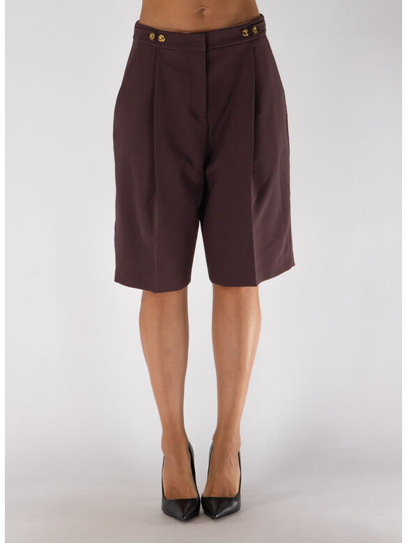 SHORT IN CRÊPE CON ACCESSORIO GIOIELLO, EA4 MERLOT, medium