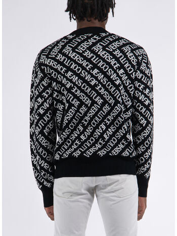 MAGLIONE CON LOGO MONOGRAMMA ALL OVER, A0E BLACK/WHITE, small