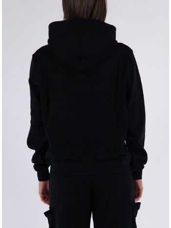 FELPA FULL ZIP CON CAPPUCCIO, NERO, small