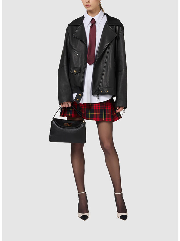 GIACCA BIKER IN PELLE, 110 NERO, large