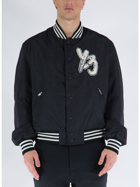 GIACCA VARSITY BOMBER, BLACK/OWHITE, medium