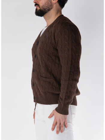 CARDIGAN INTRECCIATO, DARK ROAST MELANGE, small