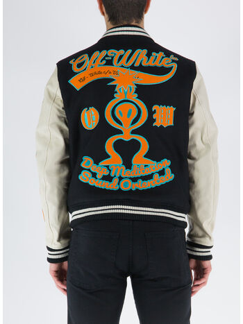 GIACCA VARSITY IN PELLE, 1020BLACKORAN, small