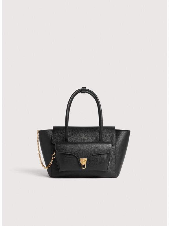 BORSA A SPALLA DOUBLE BEAT MEDIUM, 001 NOIR, medium