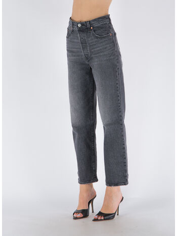 JEANS RIBCAGE STRAIGHT ANKLE, BLACK, small