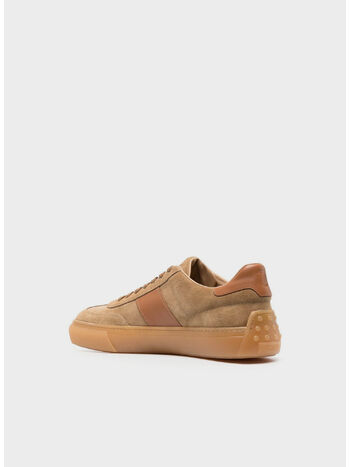 SNEAKERS IN PELLE SCAMOSCIATA, 7P61 BISCOTTO, small