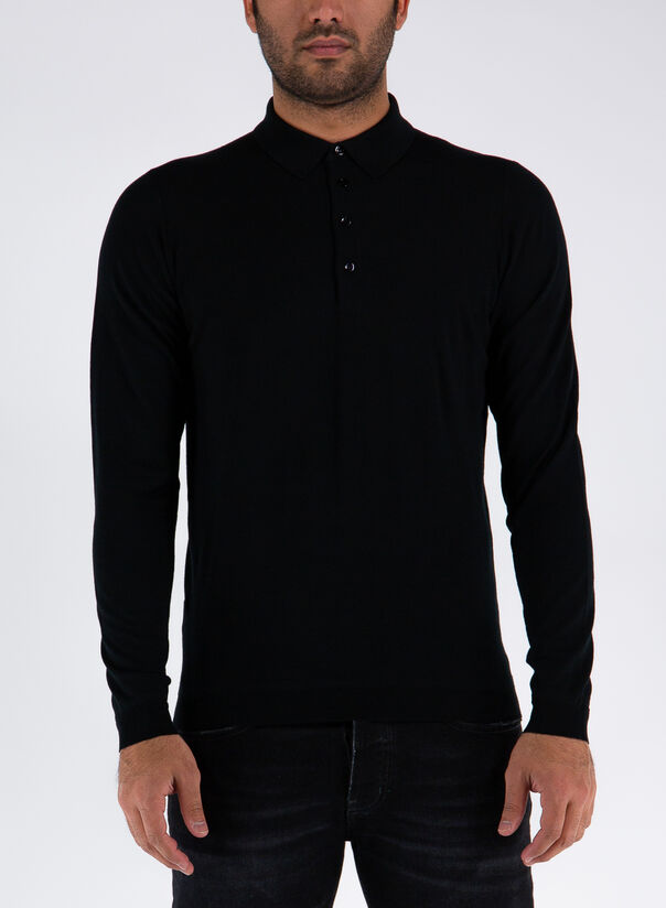 POLO A MANICHE LUNGHE, NERO, large