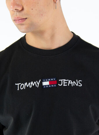 T-SHIRT CON LOGO TOMMY BADGE, BDSBLACK, small