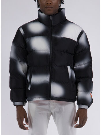 GIUBBOTTO EX-RAY AOP BLUR NYLON PUFFER, 0110 WHITE BLACK, small