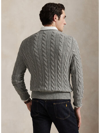 PULLOVER IN COTONE A TRECCE, FAWN GREY HEATHER, small