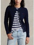 CARDIGAN CON BOTTONI IN MAGLIA TRECCIATO, HUNTER NAVY, thumb