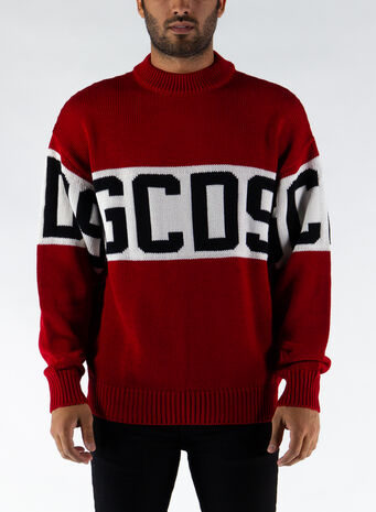 MAGLIONE LOGO SWEATER, RED, small